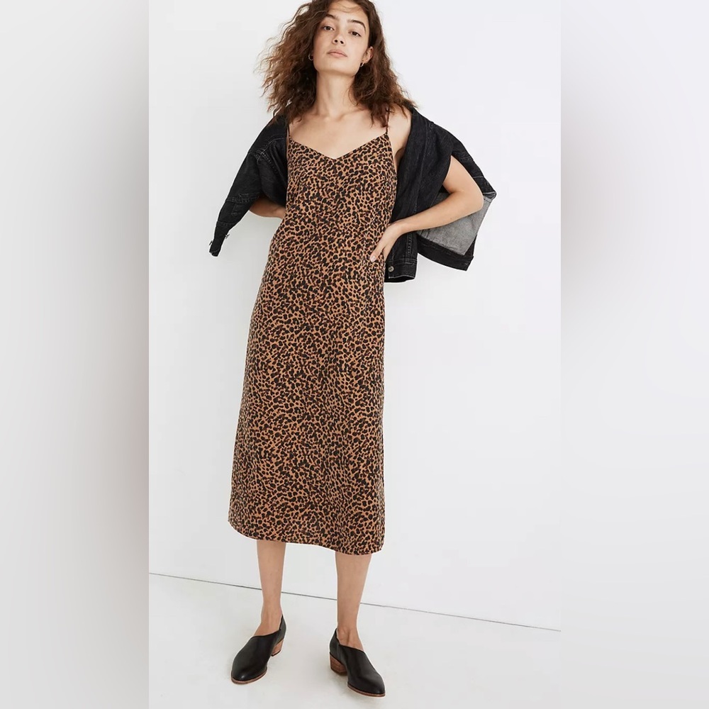 NWT Madewell Silk Slip Dress in Painted Leopard Cheetah Size 12 SOLD OUT ONLINE